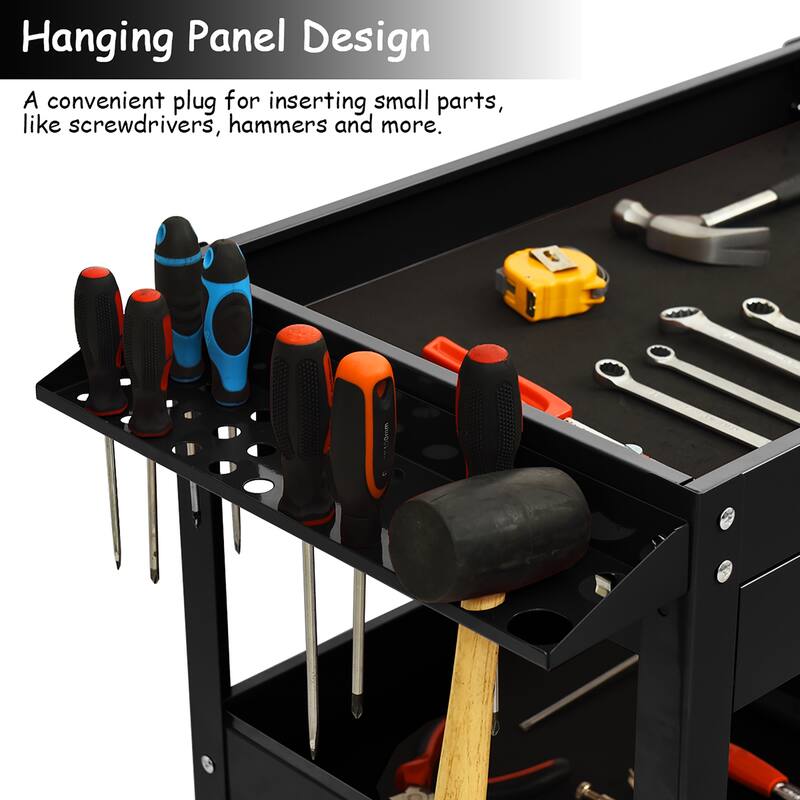 Service Tool Cart Tool Organizers 3-Tray Rolling Utility Cart Trolley