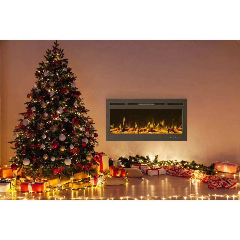 Hastings Home 36-Inch Electric Fireplace, Black - 36" x 21.5" x 5.5"