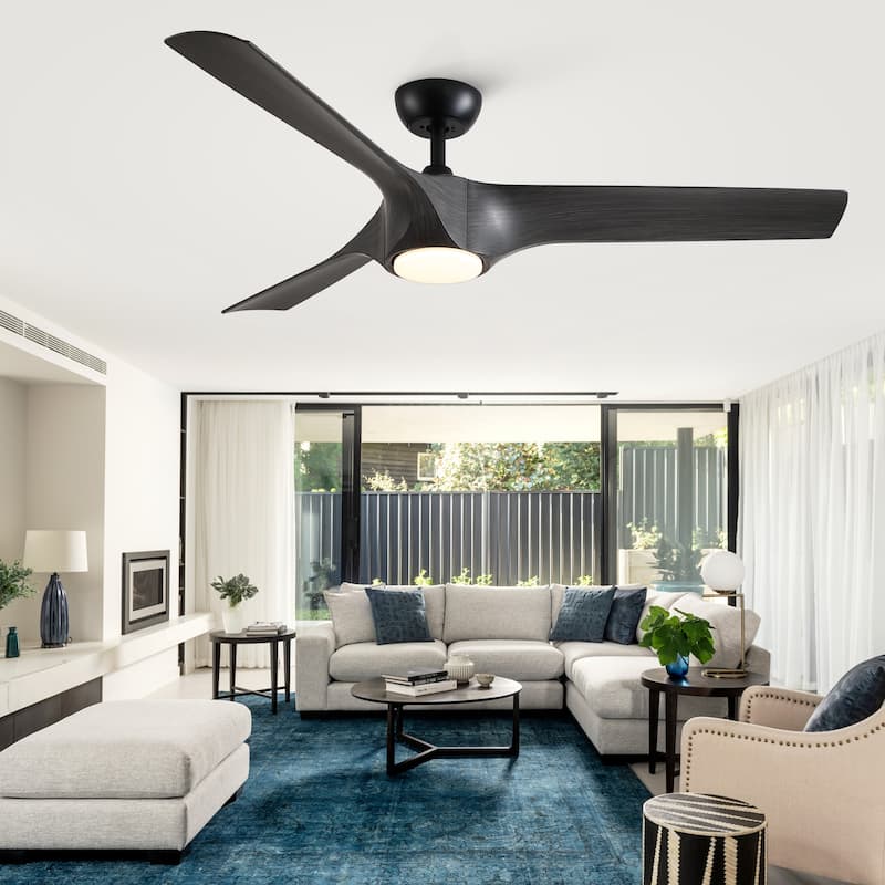 YUHAO 56 inch 6 Speed Quiet DC Motor Indoor Matte White Ceiling Fans with Lights and Remote Control