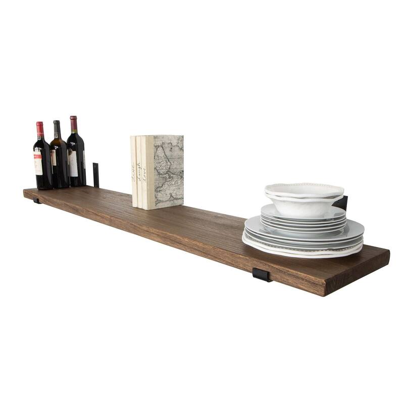 Wallniture Forte Wood Board 60" Long, 11.25'' Deep, 1.5" Thick, Wood Floating Shelf for Wall with Heavy Duty Metal Brackets, 1pc - Provincial