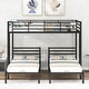 preview thumbnail 1 of 14, Full Over Twin&Twin Triple Bunk Bed for 3 w/Built-in Shelf & Guardrail Black - Full