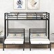 preview thumbnail 3 of 24, Full Over Twin & Twin Bunk Bed with Safety Guardrail, Built-in MDF Shelf, Space-Saving 3-in-1 Design, Sturdy Black Metal Frame