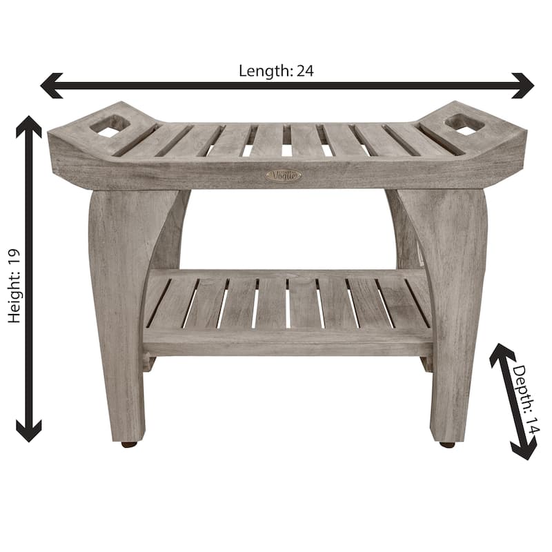 CoastalVogue Tranquility 24in Wide Shower Bench in a Gray Finish