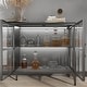 preview thumbnail 13 of 18, Buffet LED Light Industrial Glass Sideboard with Metal Frame and Tempered Glass Doors