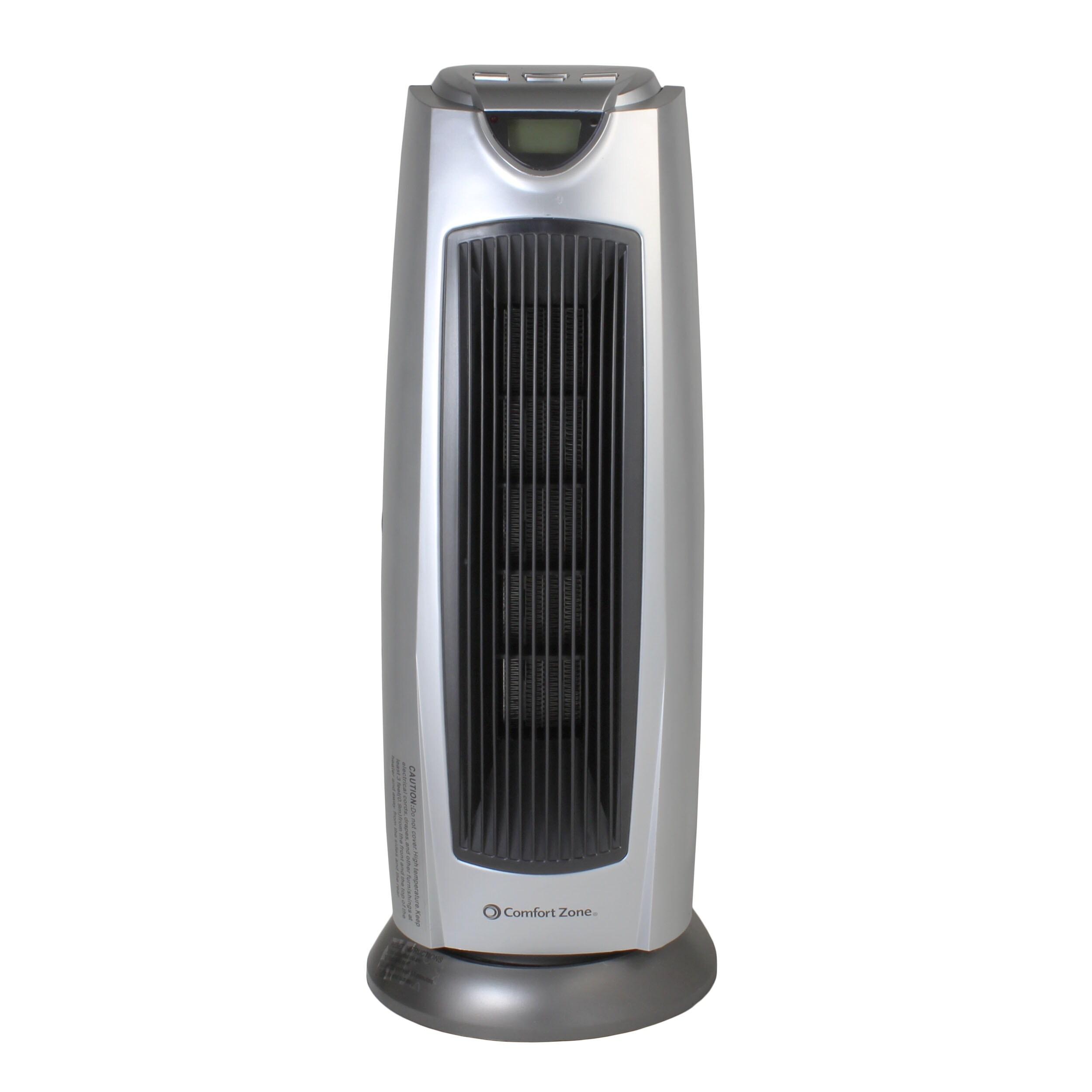 Shop Comfort Zone Cz499r 1500 Watt Ceramic Oscillating Digital Tower Heater With Remote Silver Overstock 12442465