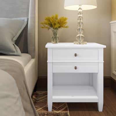 WYNDENHALL Sterling SOLID WOOD 24 inch Wide Bedside Nightstand Table