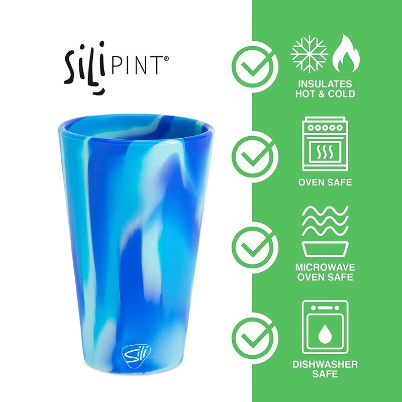 Silipint Silicone Pint Glasses 2 Pack Hippie Hops & Arctic Sky 16oz Unbreakable Cups