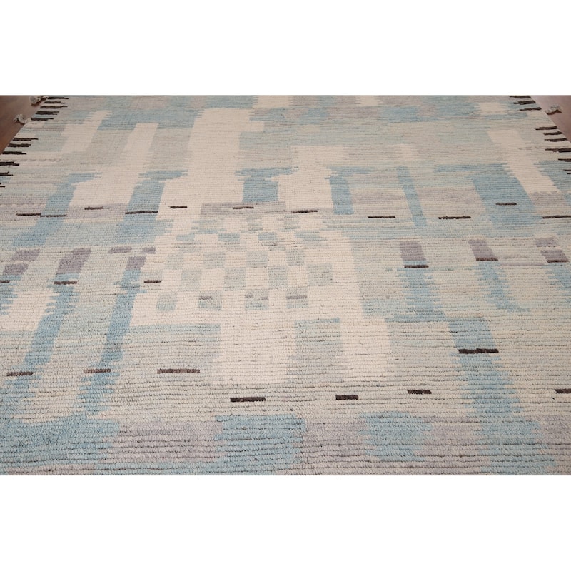 Moroccan Abstract Area Rug Handmade Multi-Color Wool Carpet - 8'10" x 12'0"