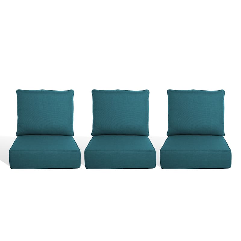Pocassy 22"x24"x6" Inch Thick Cushions Pillows Indoor Outdoor Cushion 3 Set - Peacocka Green Cushion