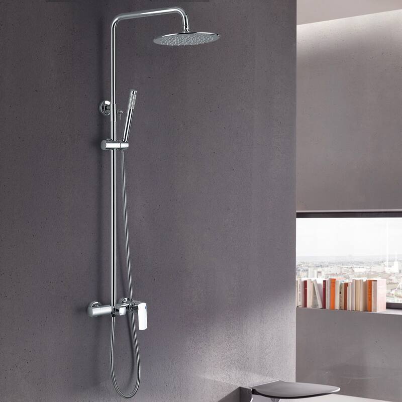 47"H Solid Brass Wall-Mounted Exposed Shower System with Tub Spout (Valve Included)
