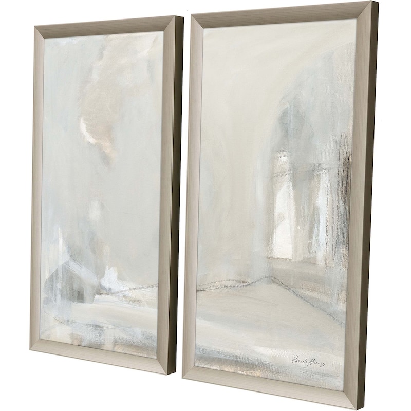 Delicate Gray S/2 Framed Art Giclee Under Glass - Grey
