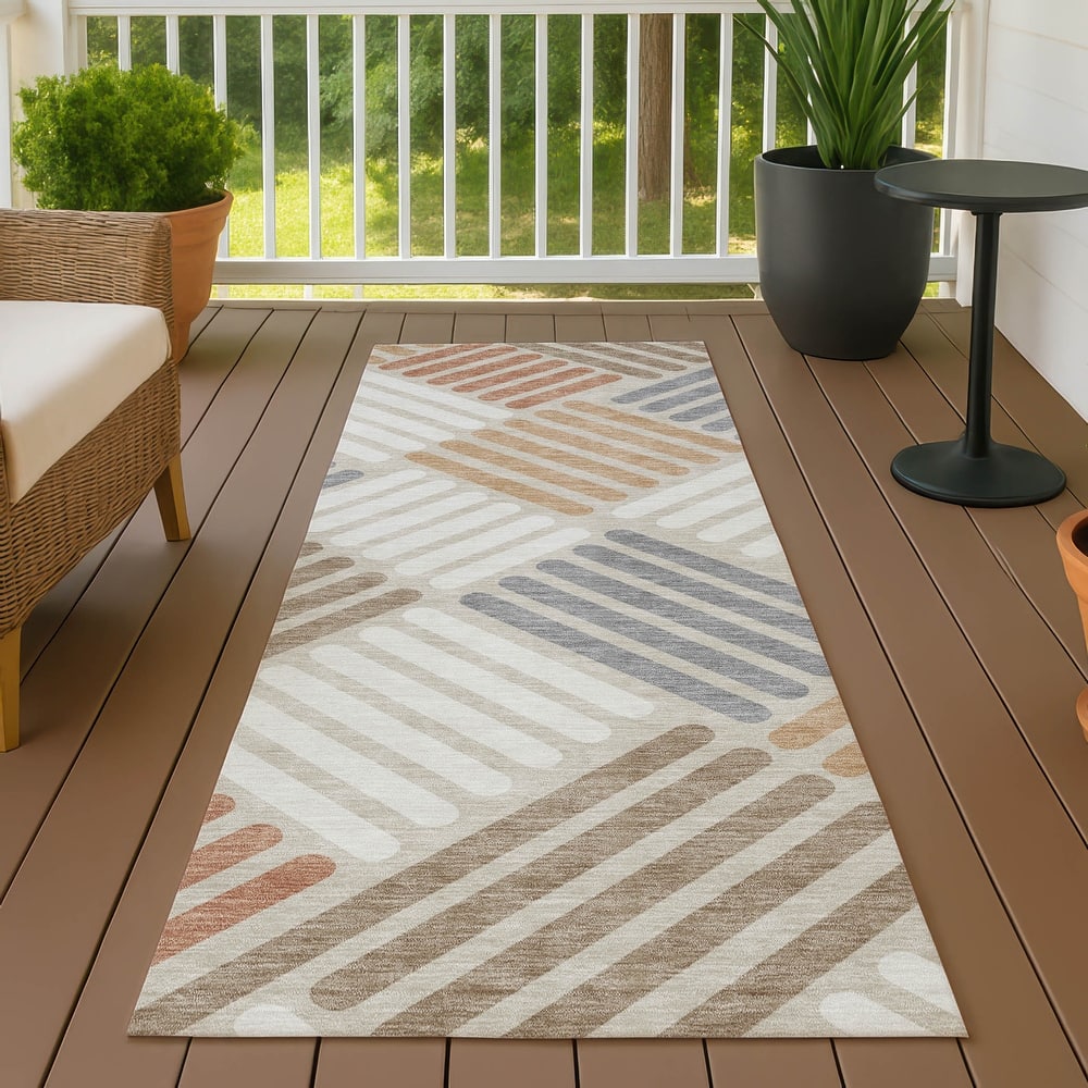 Machine Washable Indoor/ Outdoor Modern Weave Chantille Rug