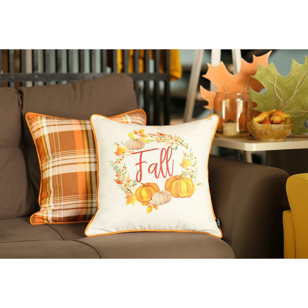 HomeRoots Set Of 2 18" Fall Thanksgiving Pumpkin Throw Pillow Cover