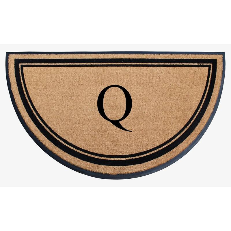 A1HC Natural Coir & Rubber Hand Flocked Thick Durable Monogrammed Doormats, 36" x 72" - Beige Picture Frame - Q