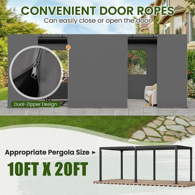 Outdoor Louvered Pergola with Optional Winter Cover Accessory | Adjustable Aluminum Hardtop Gazebo Includes Curtains & Netting