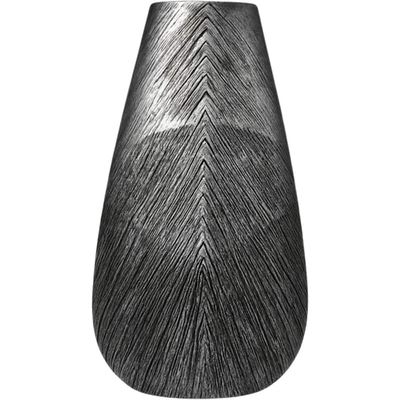 Large Arrowhead Silver Grey Textured Polyresin Vase Modern Decor - Grey