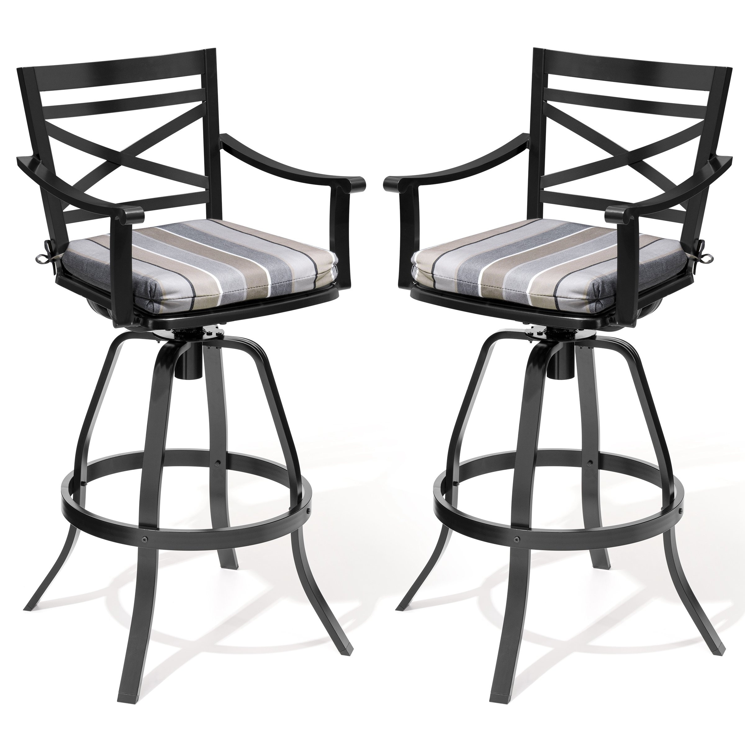 Outdoor Aluminum Swivel Bar Stools with Sunbrella Cushion