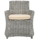 preview thumbnail 3 of 6, SAFAVIEH Dining Rural Woven St. Thomas Wicker Washed out Grey Arm Chair - 28" W x 24" D x 33" H Grey White Wash