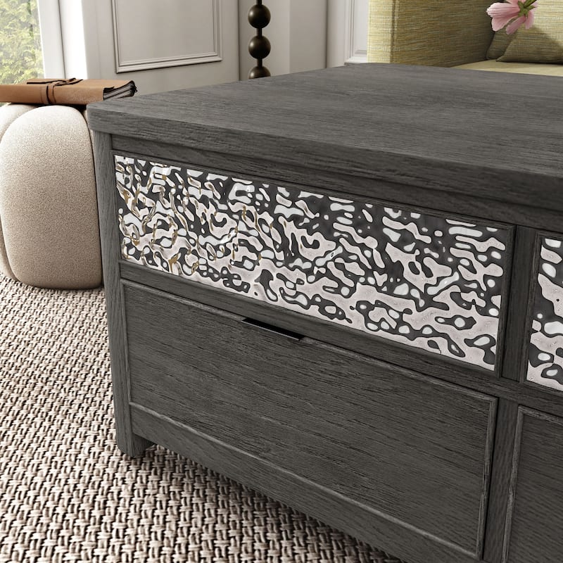 Furniture of America Piez Modern Ash Grey Wood Lift-Top Storage Coffee Table with Casters