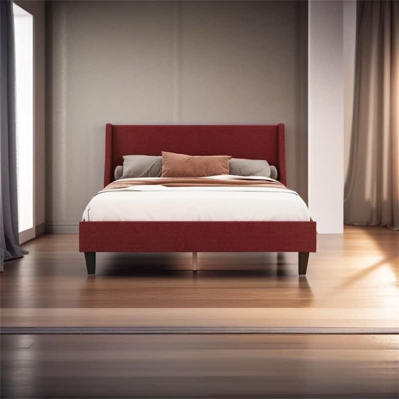 Full Size Bed Frame Upholstered Bed Frame Platform - Red
