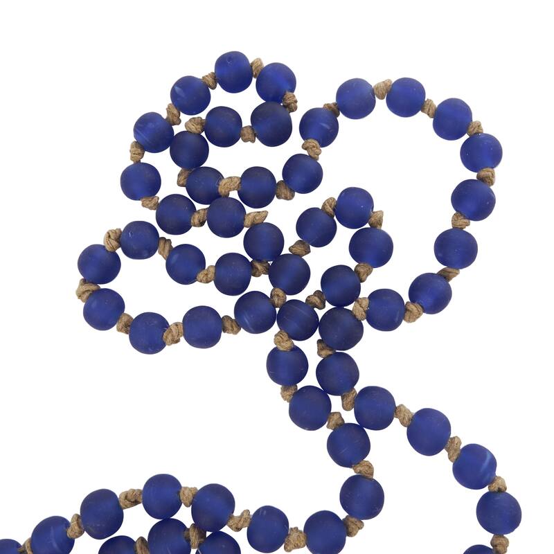 Glass Handmade Round Long Frosted Beaded Garland with Tassel with Knotted Brown Jute - Various Colors - Roche River Decor
