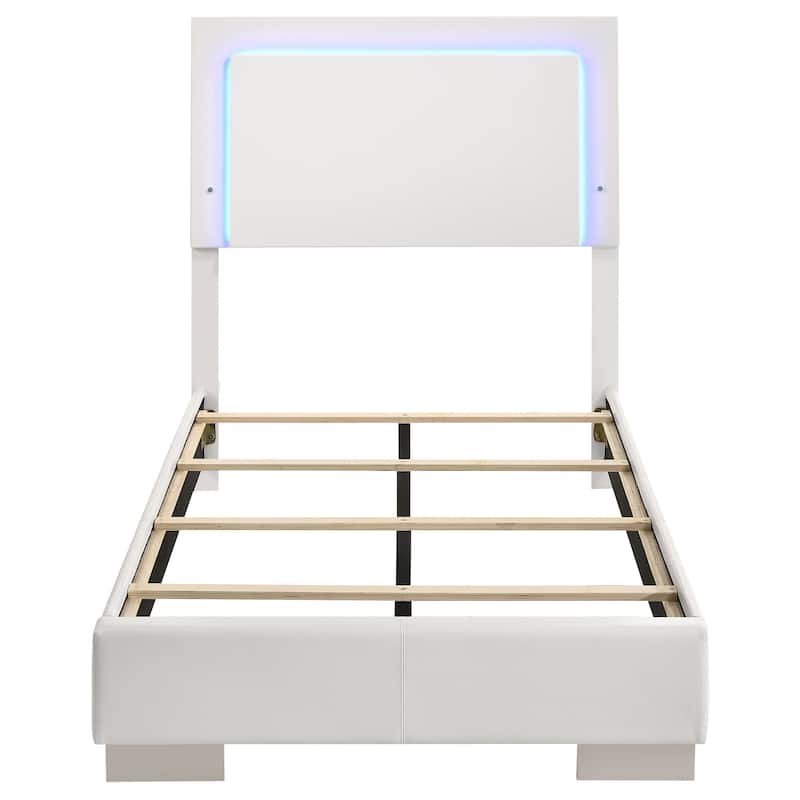 Felicity Wood LED Panel Bed White High Gloss