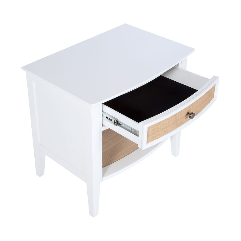 1 Drawer and 1 Shelf Wooden Nightstand in White