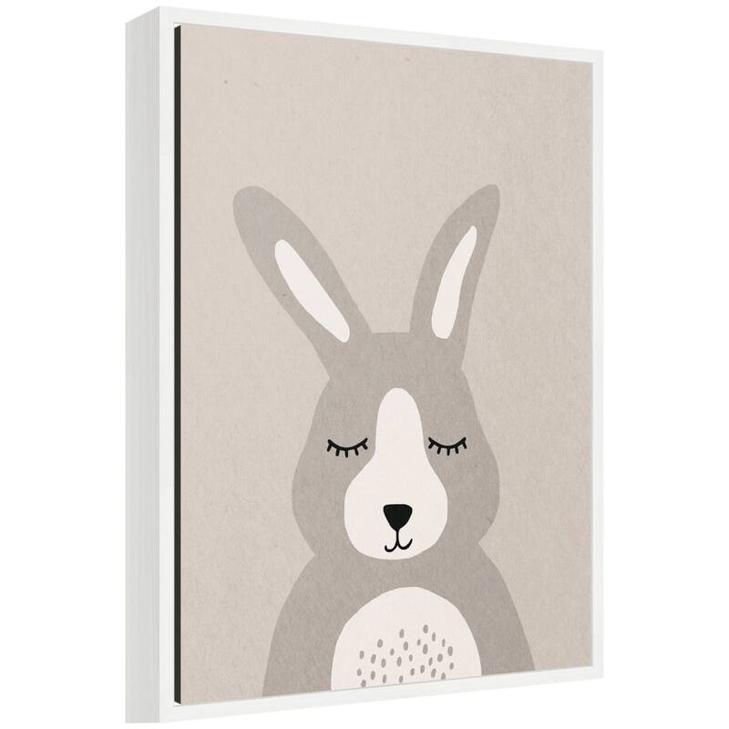 Kate and Laurel Bunny by July Art Prints Framed Canvas Wall Art Print - 18x24 - White