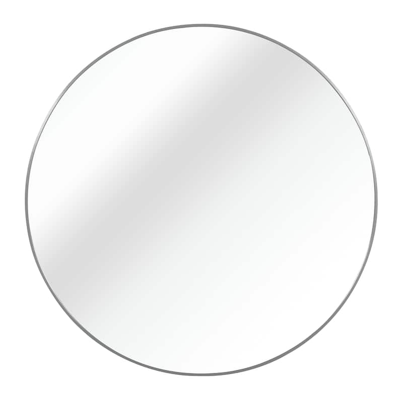 42" Metal Framed Round Mirror with Shatterproof Film and Hooks