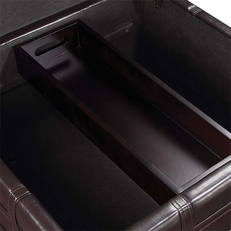 Detour Strap Square Storage Ottoman in Faux Leather