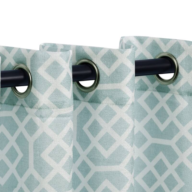 Superior Printed Honey Comb Sheer Grommet Curtain Panel Pair