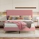 preview thumbnail 2 of 12, Queen Corduroy Platform Bed with Upholstered Headboard, No Box Spring