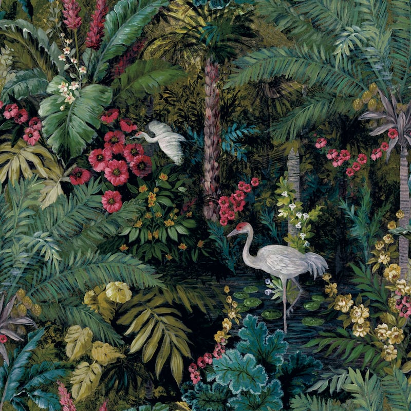 Masoala Forest Unpasted Non-Woven Wallpaper – 396in x 20.8in - Black