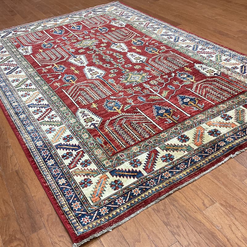 HERAT ORIENTAL Handmade Super Kazak Wool Rug - 5'5" x 8'3"