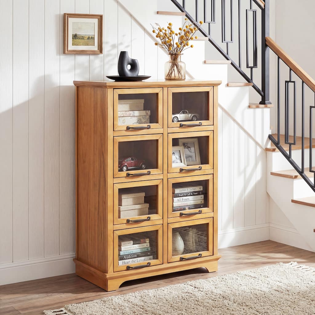 Christopher Knight Home - Modern Rubberwood Storage Cabinet with 8 Glass Doors