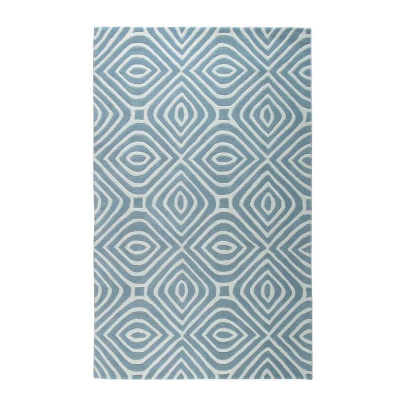 Hand-Tufted Wool Modern Tufted Stripes Rug, 5' x 8', Blue Area Rug, Contemporary Soft Design for Home Spaces - L