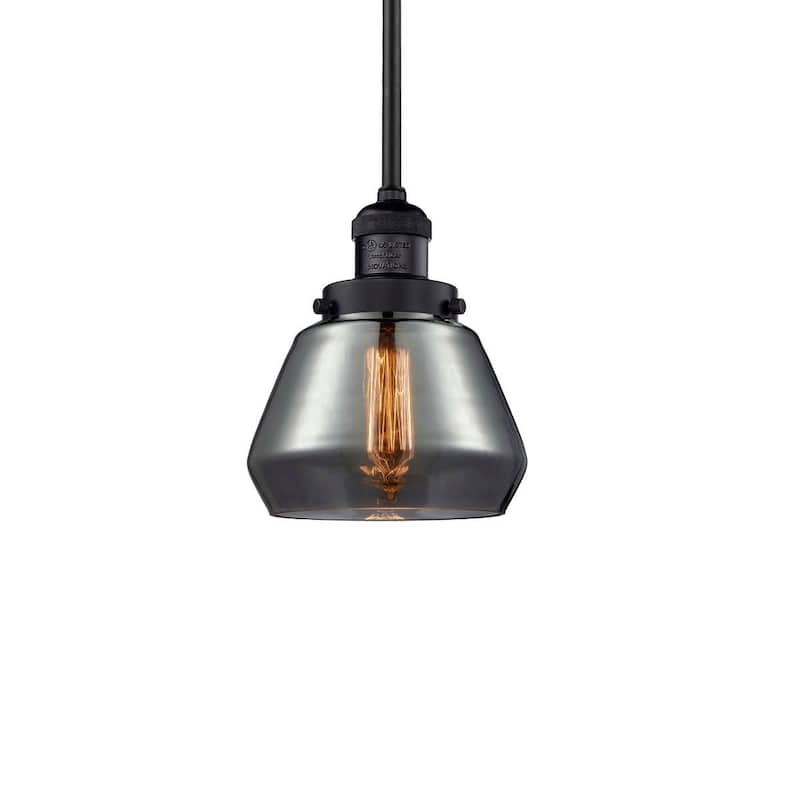 Innovations Lighting Fulton Single Light 7" Wide Mini Pendant with - Matte Black / Plated Smoked