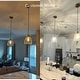 preview thumbnail 10 of 17, Elisie Mid-century Modern Pendant Light 1-Light Waterfall Glass Hammered Dome Kitchen Island Lighting Dining Room