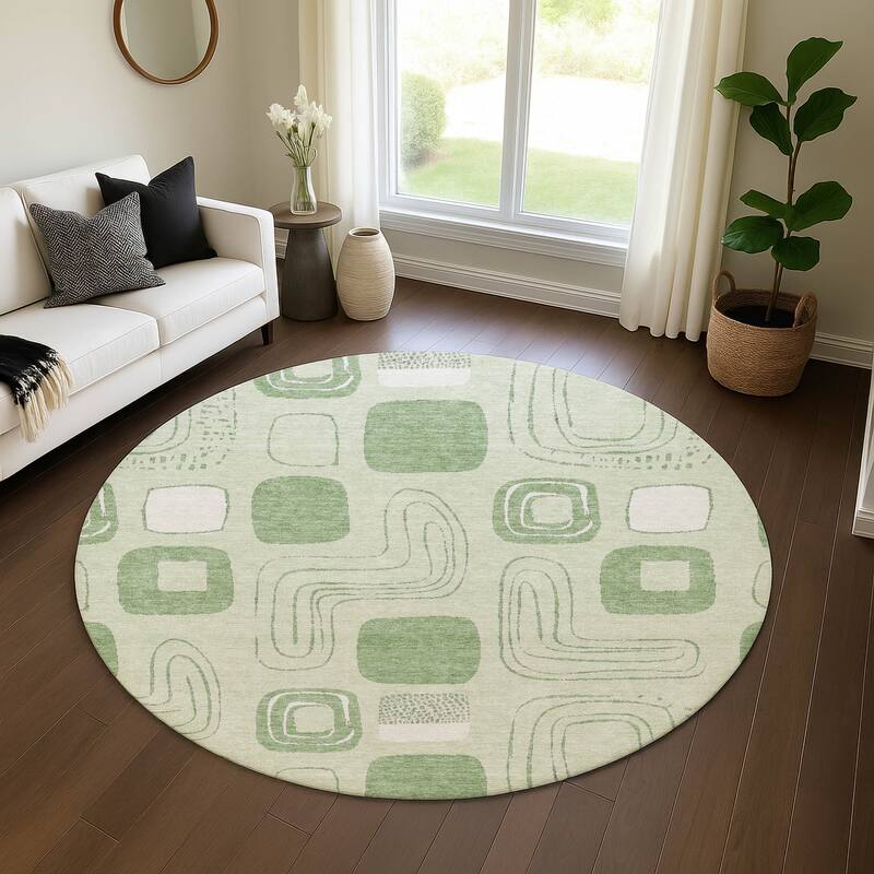 Premium Washable Super Soft Contemporary Elements Mayfield Rug - Mint - 8' x 8'