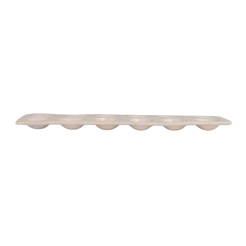 Stoneware Egg Holder - 14.5"L x 4.13"W x 0.5"H