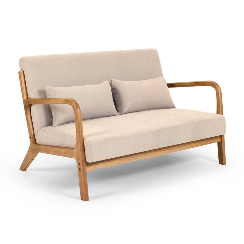 Leisure Chair With Solid Wood Armrest And Feet