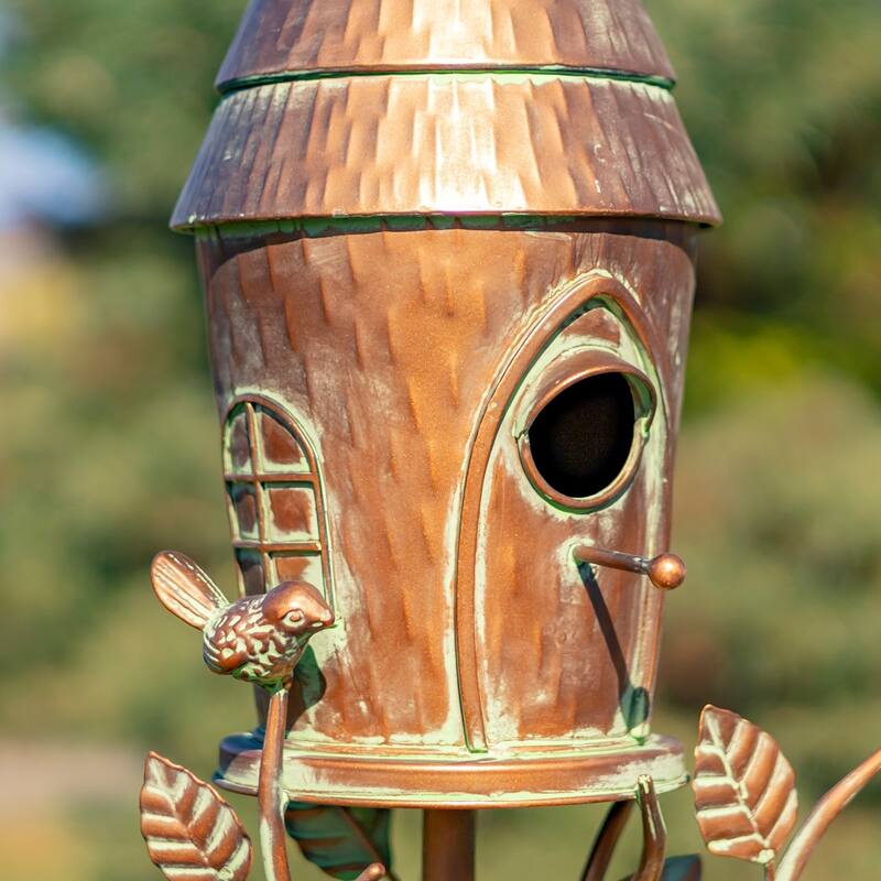 70.5" Tall Multi-Tiered Conical Roof Birdhouse Stake "Budapest" - 6.5" L x 6" W x 70.5" H