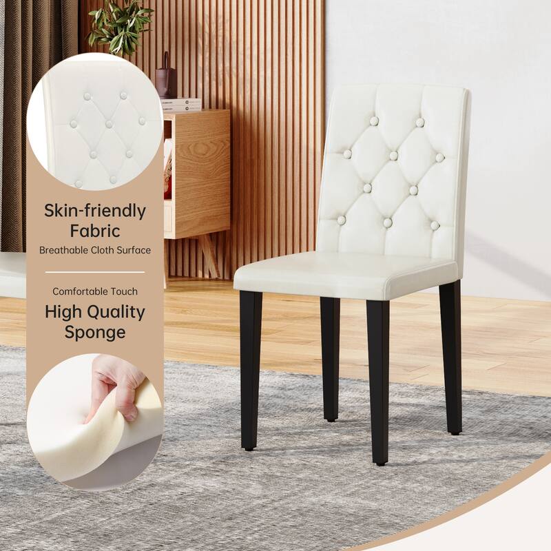 5-Piece Minimalist Retro Dining Table Set, Textured MDF Table & 4 Ergonomic PU Chairs, Fashion Design