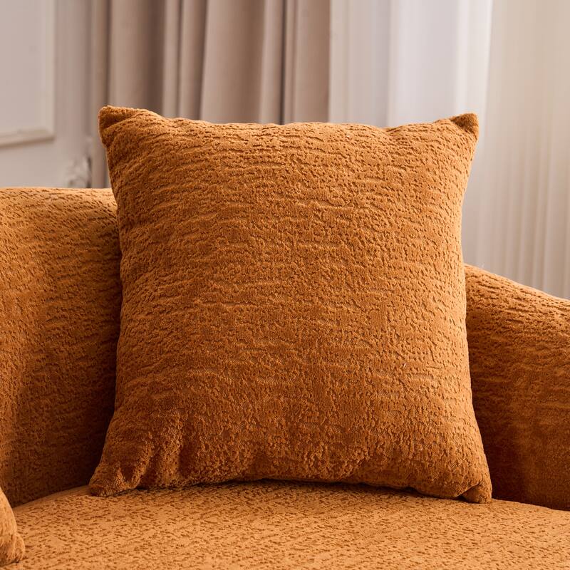 L-Shaped Sectional Sofa with Curved Chaise, Chenille Boneless Cloud Sofa, Modular 4-Seater Sofa with 4 Throw Pillows