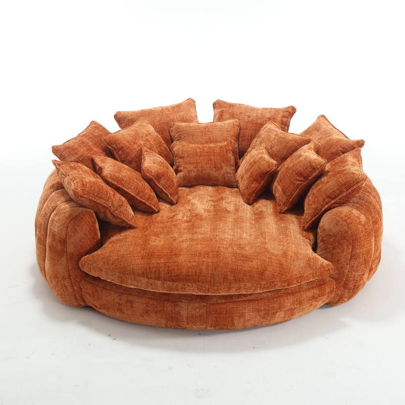 Comfortable Oversized Double Loaf High Back Round Sofa Bed with Armrests