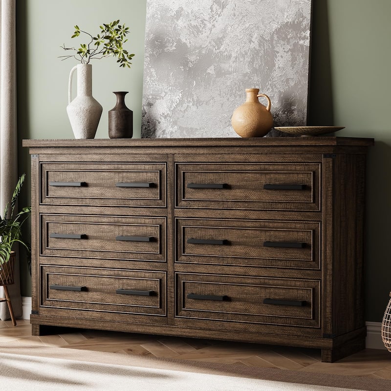 Farmhouse 6/8 Drawer Dresser for Bedroom, Rustic Wood Chest of Drawers