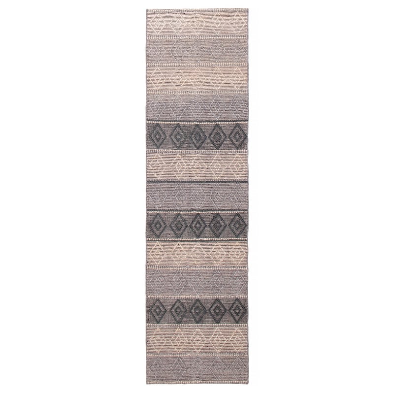 ECARPETGALLERY Braid weave Sienna Grey Wool Rug - 2'8 x 10'0 - Grey - 2'8 x 10'0
