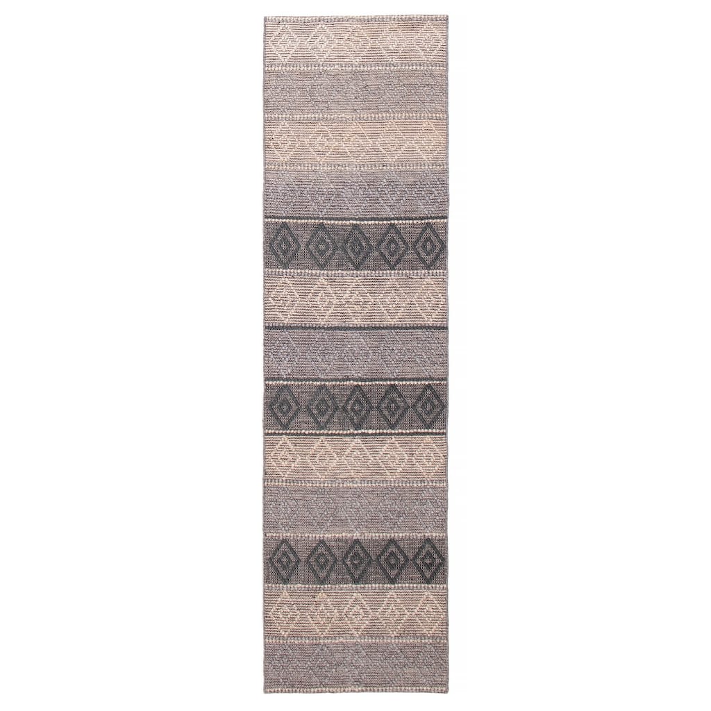 ECARPETGALLERY Braid weave Sienna Grey Wool Rug - 2'8 x 10'0