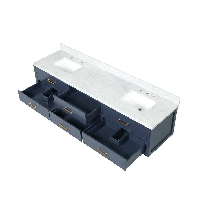 Lexora Castor Double Bath Vanity, Carrara Marble Top, and Mirrors