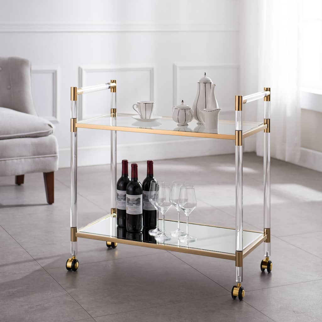 SEI Furniture Tanisto Acrylic and Gold Bar Cart